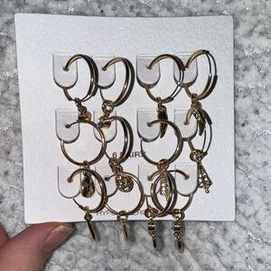 Gold Hoop 6 Pairs of Earrings Set